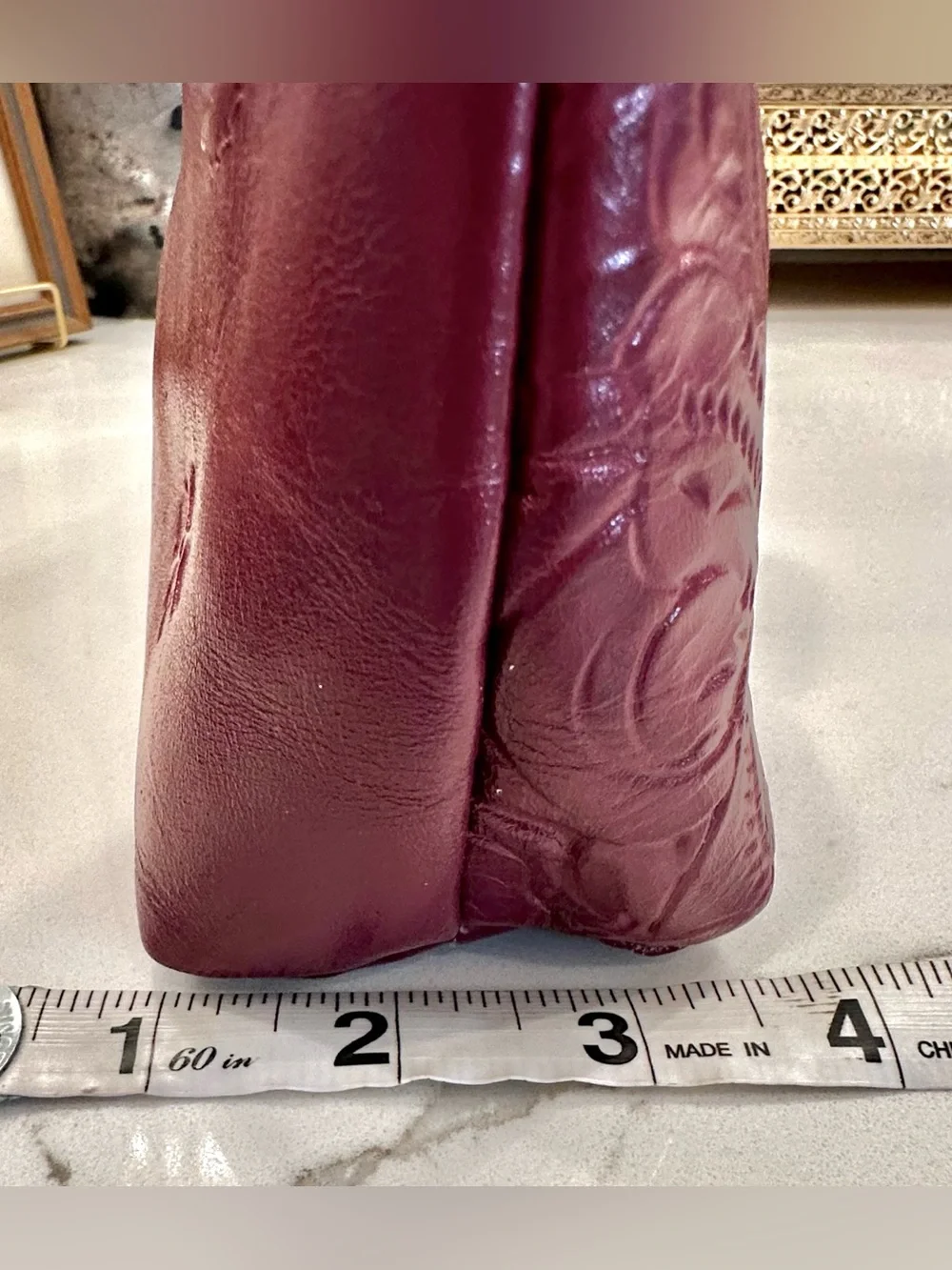 Patricia Nash Tooled Floral Motif Magenta Leather Wristlet/Clutch Purse - EUC